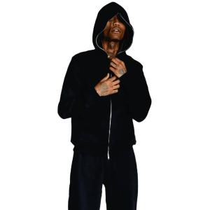 Wholesale Mens Hoodies Custom Logo on Face Chest Embroidery Design Slim Body Heavy Weight Hoodies Men Full Zip up Hoodie from china suppliers