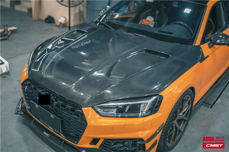 Auto Parts for Audi A5 S5 RS5 Carbon Fiber Hood A5 S5 RS5 Upgraded Transparent Style Hood Engine Hatch