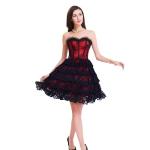 OEM 9 Steel Boned Tight Lacing Corset Black Bustier Top Dress