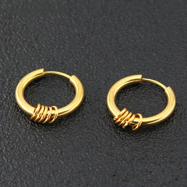 Cool Men Jewelry Accessories Small Buckle Ring Hanging Stainless Steel fashion earring findings jewelry Hoops earring