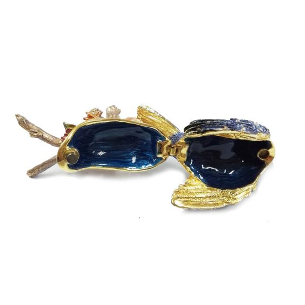 Hot sell bird trinket box alloy animal bird trinket box bird metal trinket box