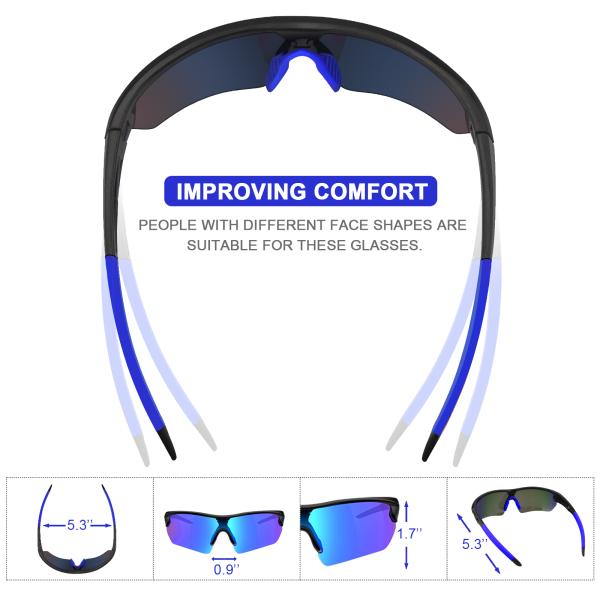 Baseball Fishing Golf Polarized Sport Sunglasses With 5 Interchangeable Lenses Myopia Frame