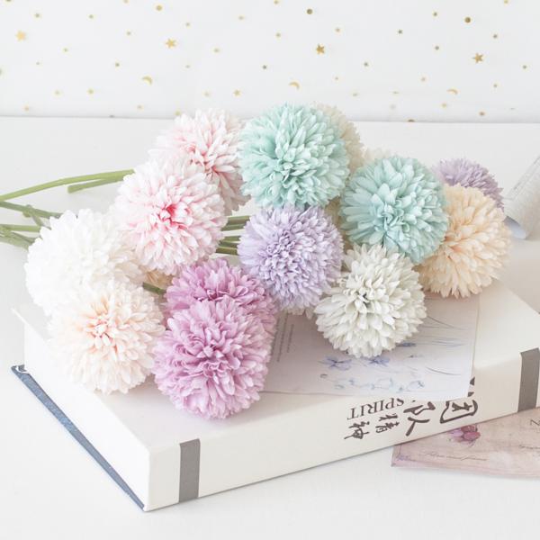 White Silk Faux Artificial Chrysanthemum Heads Arrangement DIY Wedding Party Decor