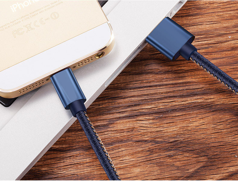 Blue Jean Braided Apple Lightning Cable 3.3ft Fast Transfer For IPhone X 8 7 6S