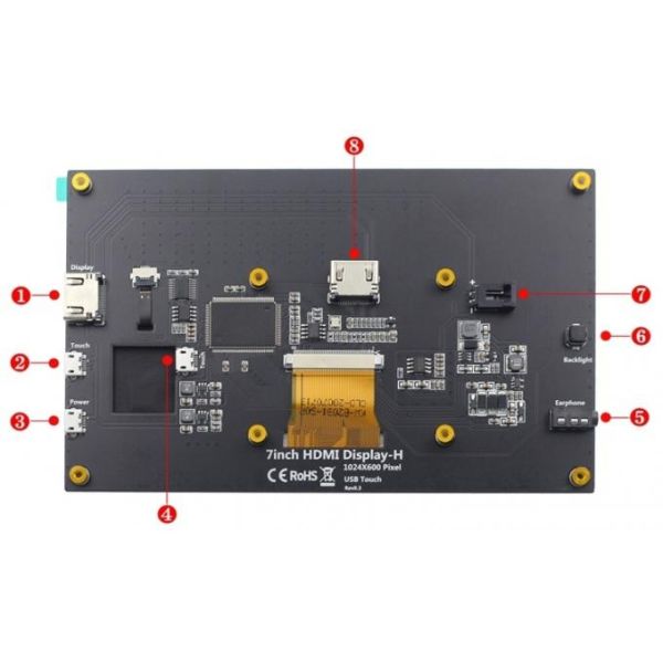 1024*600 HDMI LCD Display 7 Inch Raspberry Pi Touch Screen YQX6-7C