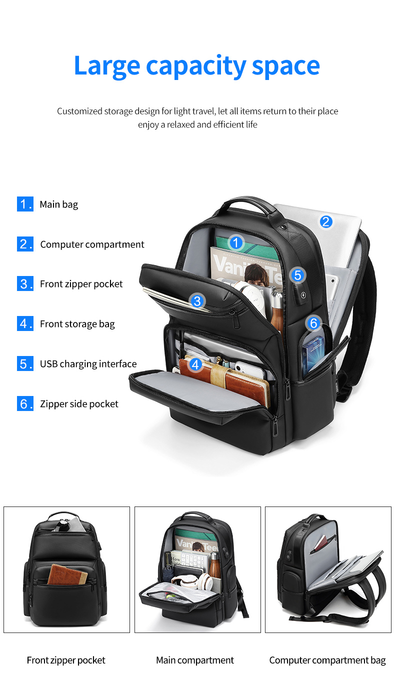 High grade gift custom logo men's outdoor waterproof laptop bag business Backpack