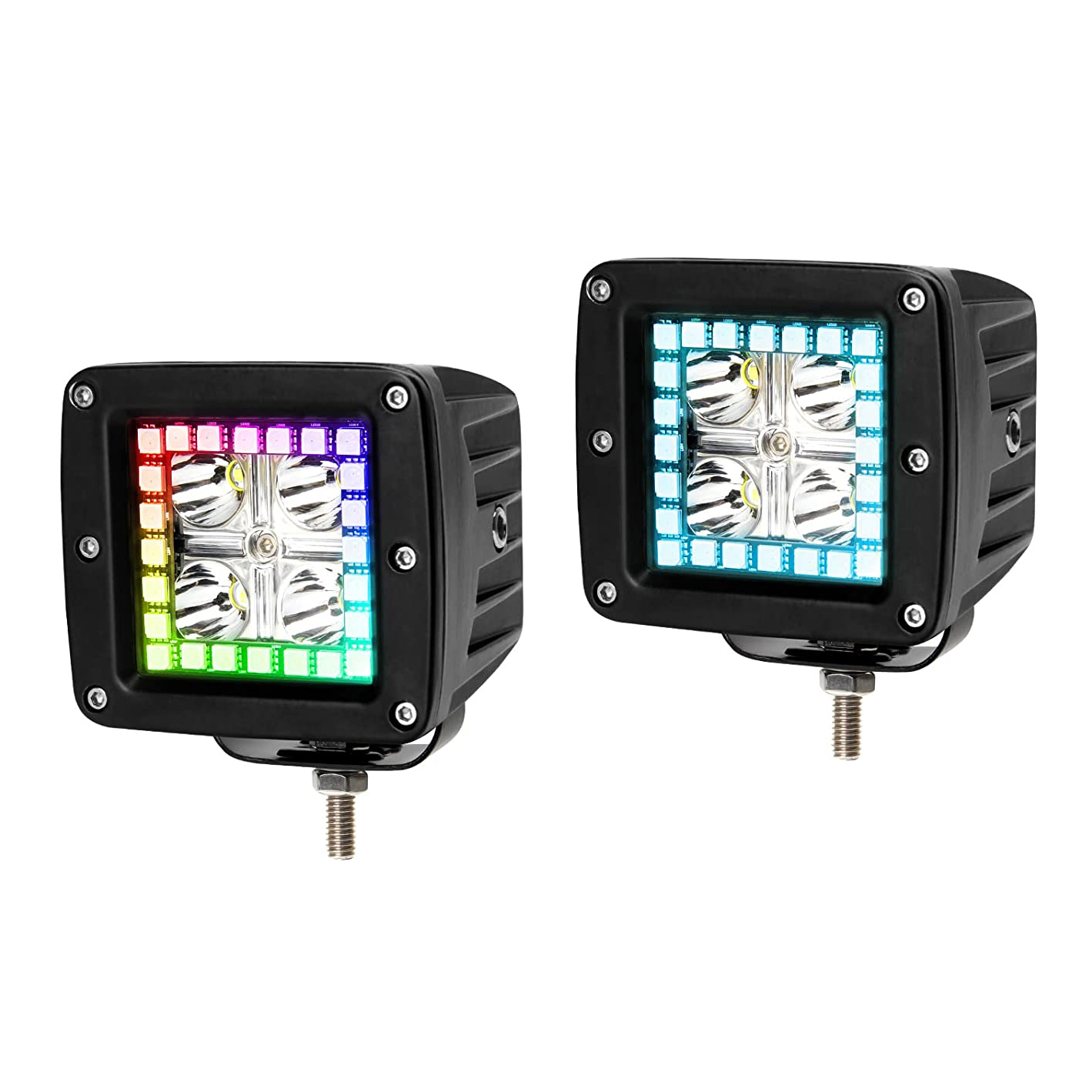 Mini RGB Vehicle LED Work Lights 3 Inch 4x4 Led Pod Light Decoration