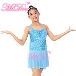 Drop Waist Sequin Modern Lyrical Dance Costumes With Flying Tape Bodice