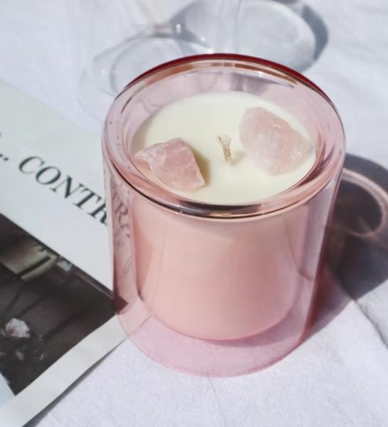 High Quality Borosilicate Luxury Empty Candle Vessel Double Wall Glass Candle