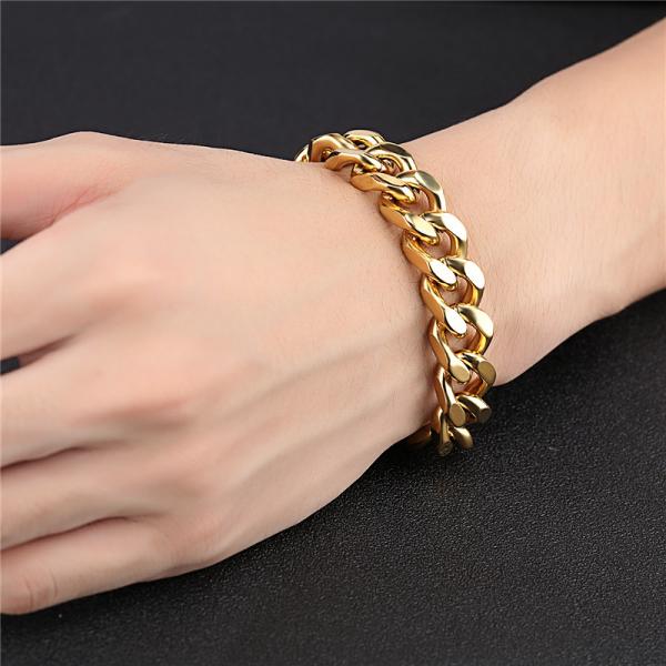 Jewelry Stainless Steel Silver/Black/Gold Plated Cuban Link Bracelet Men