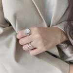 Lanciashow Gold Plated 925 Sterling Silver Jewellery Oval Open Ring For Women