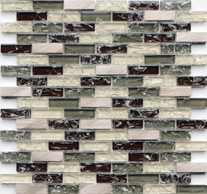 Wholesale Brown rectangle crack crystal glass mix metal mosaic tile for wall boarder from china suppliers