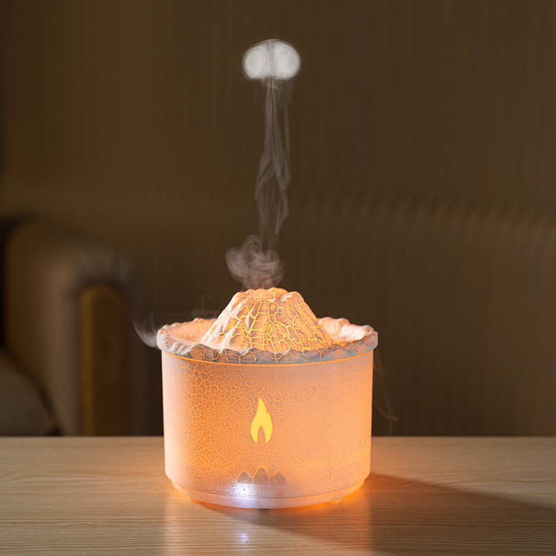 Commercial 360ml Volcano Jellyfish Spray Fire Flame Air Humidifier Diffuser Volcano 3D Flame Ultrasonic Aroma Diffuser