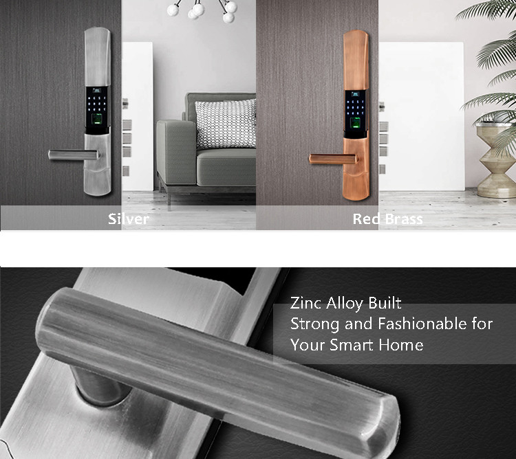 Sliding Electronic Entrance Door Locks , Electronic Bedroom Door Lock With Fngerprint Sensor