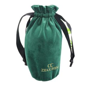 Wholesale Customized Fabric Drawstring Gift Bag Dark Green Wine Bottle Bag from china suppliers