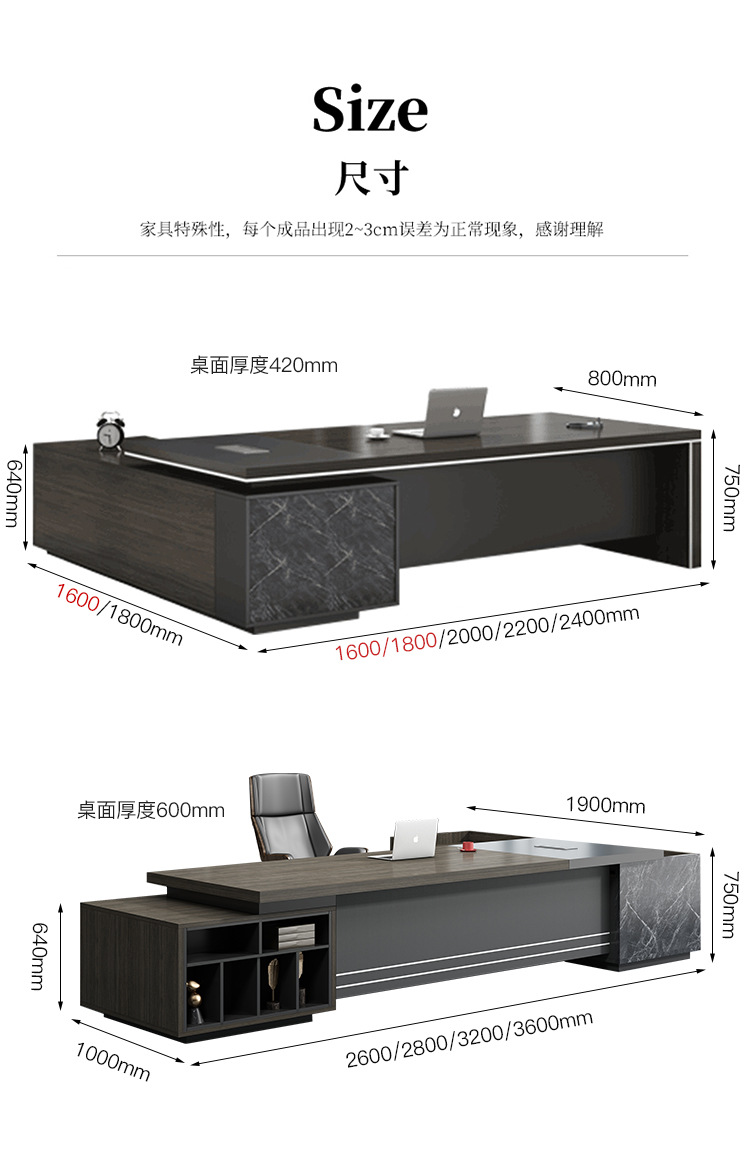 Executive Large Office Table with Commercial Furniture PANEL Wood Style and L Shape