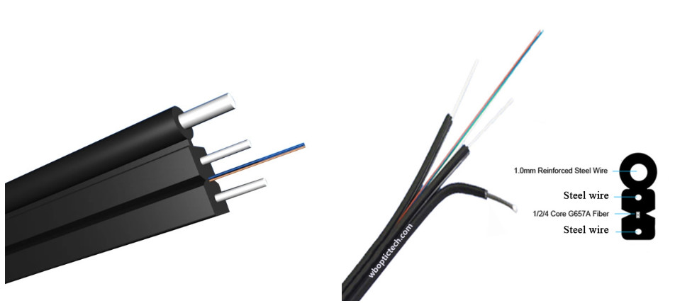 Black Optical Fiber Self Supporting FTTH Drop Cable