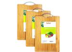 Professional Bamboo Kitchen Supplies Cherry Wood Bamboo Chopping Board Set 3