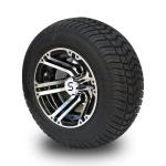 10'' Golf Cart Rim And 205/50-10 DOT Street Tire Assembly - Machined/Glossy