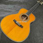 Custom OM Body Spruce Top Yellow Painting Gloss Finishing Acoustic Electric