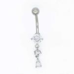 Silver Three Zircons Body Piercings Jewellery 14ga Steel Curved Barbell