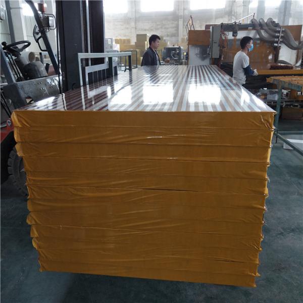 75mm fireproof 0.426mm wood grain steel rock wool sandwich wall panel with 60kg