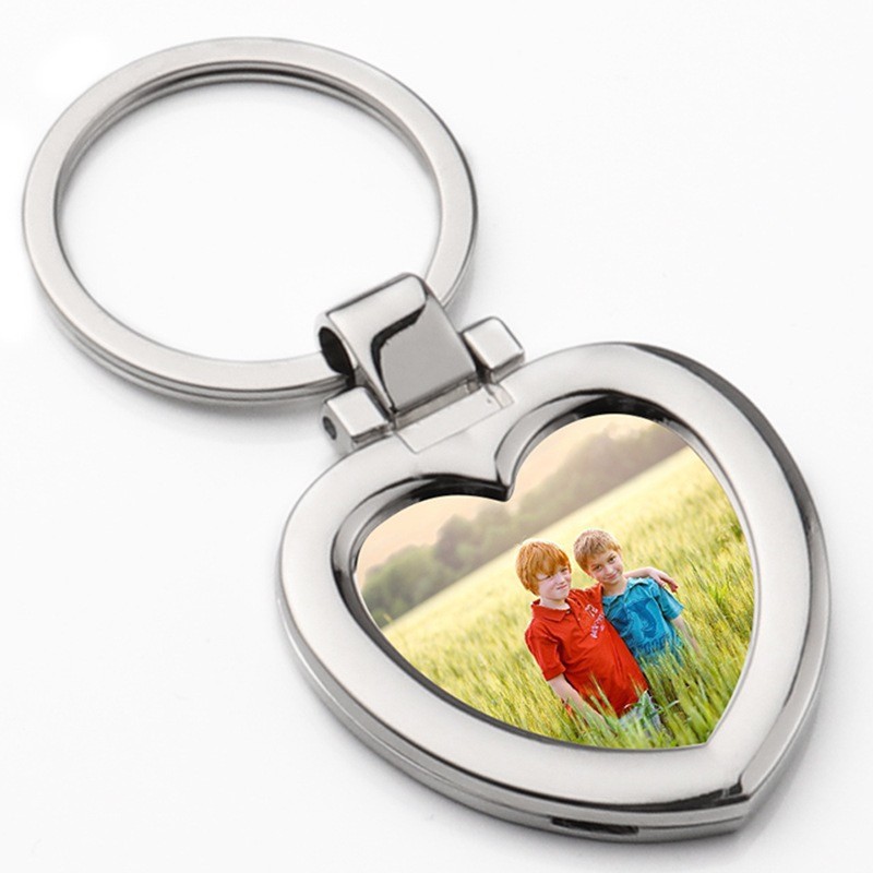 Customized Blank Sublimation Metal Keyring Pendant With Moving Photo Frame Holiday Small Gift Keychain