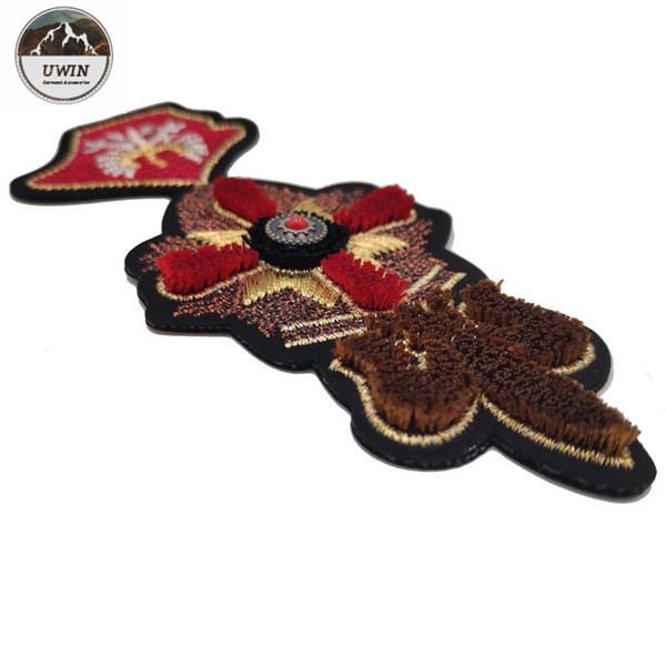 Size Customized 3D Embroidery Patches Toothbrush Material With Sew On / Iron On Backing