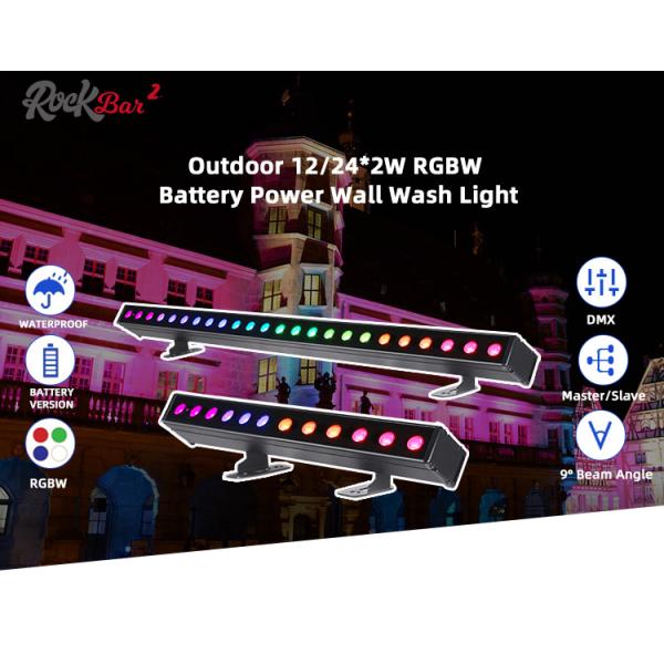 IP65 Battery Power Led Wall Washer 12pcsx2W Rgbw 4in1 Led bar Light for Outdoor