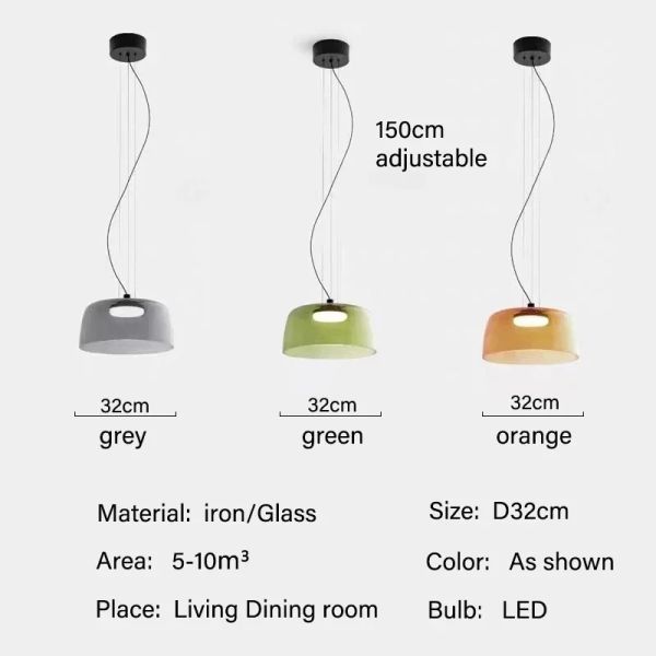 Simple Vintage Glass Lampshade Pendant Lamps Minimalist Dining Room Cafe Bar LED Chandelier （WH-AP-674）