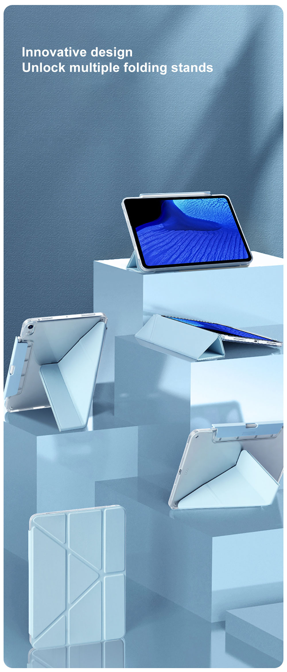Laudtec Pbk240 Removable Pen Slot Tablet Case Pure Colour Candy Simple Clear Back Cover Skin Friendly for Ipad Air Pro 11