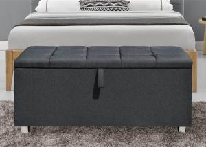 Wholesale Upholstered Fabric Storage Ottoman Dark UK FR Grey Fabric Blanket Box from china suppliers