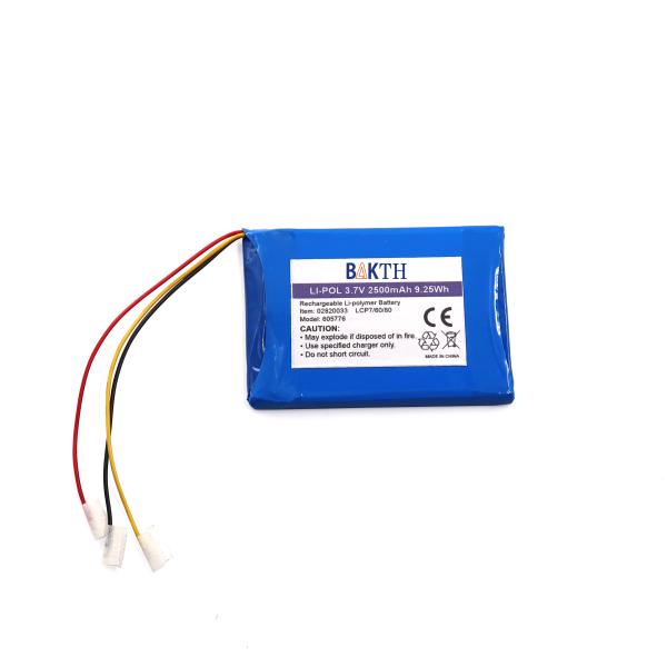 2500mAh Li Polymer Battery Pack LP-605776-1S-3 3.7V For Electronic Appliance