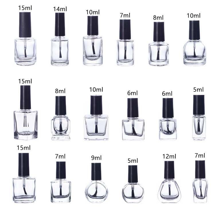 Glass Nail Polish Bottle with Cap and Brush Customized Design from Private Label