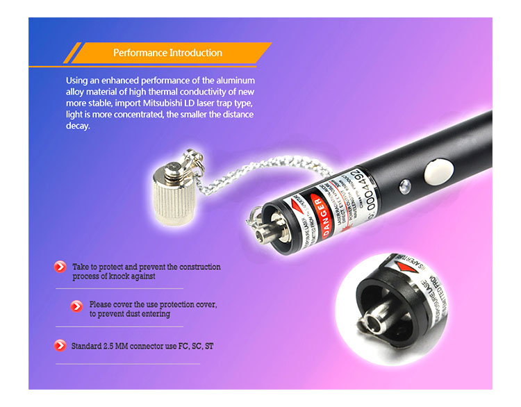 FTTH Network 650nm VFL Optical Black Laser Pen Type Fiber Optic Visual Fault Locator