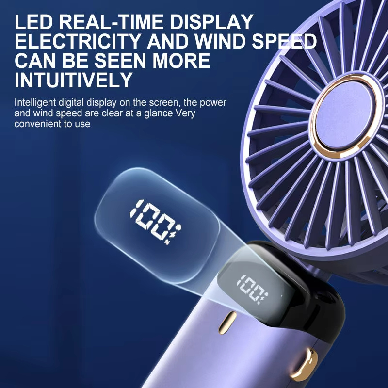 Top Selling Portable Led Display Mini USB Rechargeable Fans Summer Desk Handheld Air Conditioner Cooler for Outside Travel Fold