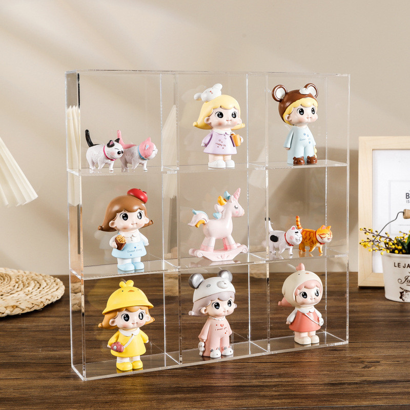30x30x10cm Clear Acrylic Collection Box With Compartments For Figure Dolls Nail Polish