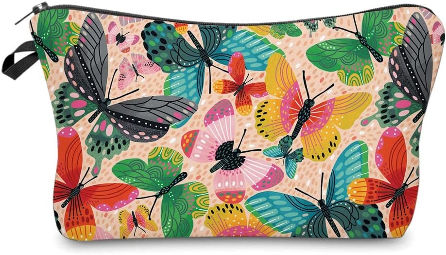 Soft Durable Cosmetic Bags for Women Small Colorful Butterfly Makeup Bag Toiletry Bag Accessories Organizer Zipper