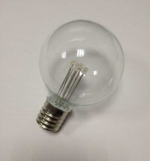 LED G50 globe bulbs E17 screw base 0.5watt 120volt transparent glass 3000K