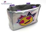 Embossed Leather Cosmetic Bag Lady Fashion Toiletry Bag Silver Flashing