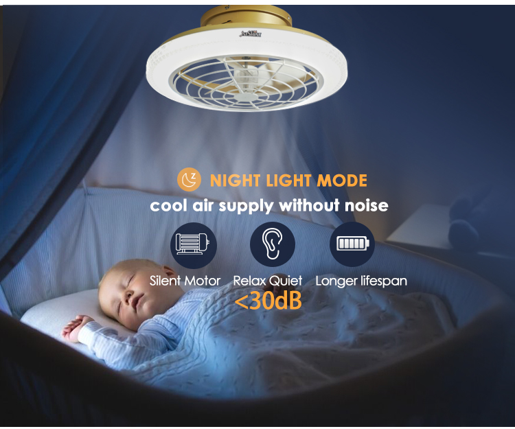 1stshine 20-inch Low Profile Gold Ceiling Fan with LED Light and Wall Control Switch