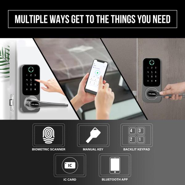 Wireless Front Door Handle Smart Lock ROHS Wifi Deadbolt Door Lock