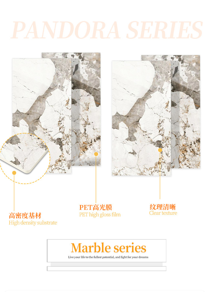 Factory Direct Sales 1.22*2.44 M PET High Gloss Marble Bamboo Charcoal Wall Panel