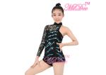 Biketard Jazz Tap Costumes One - shoulder Sleeve Lace Sequin For Gymnastic Girls