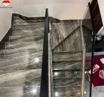 Hotel Interior Decoration 45 Degree Grey Marble Big Slab and Italian Glazed
