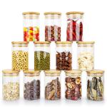 Food Storage Jar With Bamboo Lid For Candy, Cookie, Rice, Sugar, Flour, Pasta,
