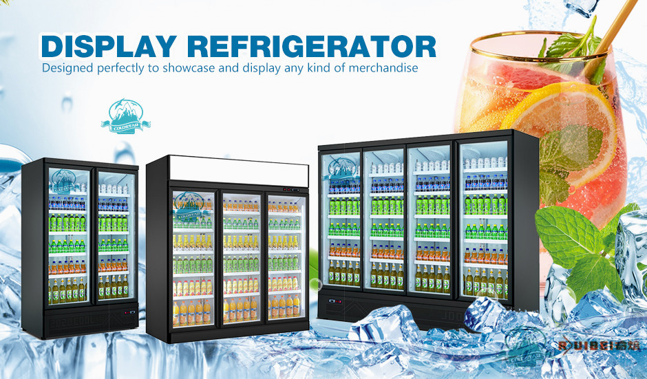 Commercial Glass Door Vertical Display Fridge Beverage Cooler