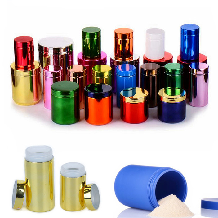Chrome Plating Plastic Powder Canister Nutrition Empty Powder Bottles 2000ml