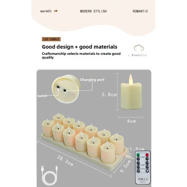 Rechargeable LED Tealight Candle with Remote Control USB Charging and Realistic Flickering Effect for Home Decor