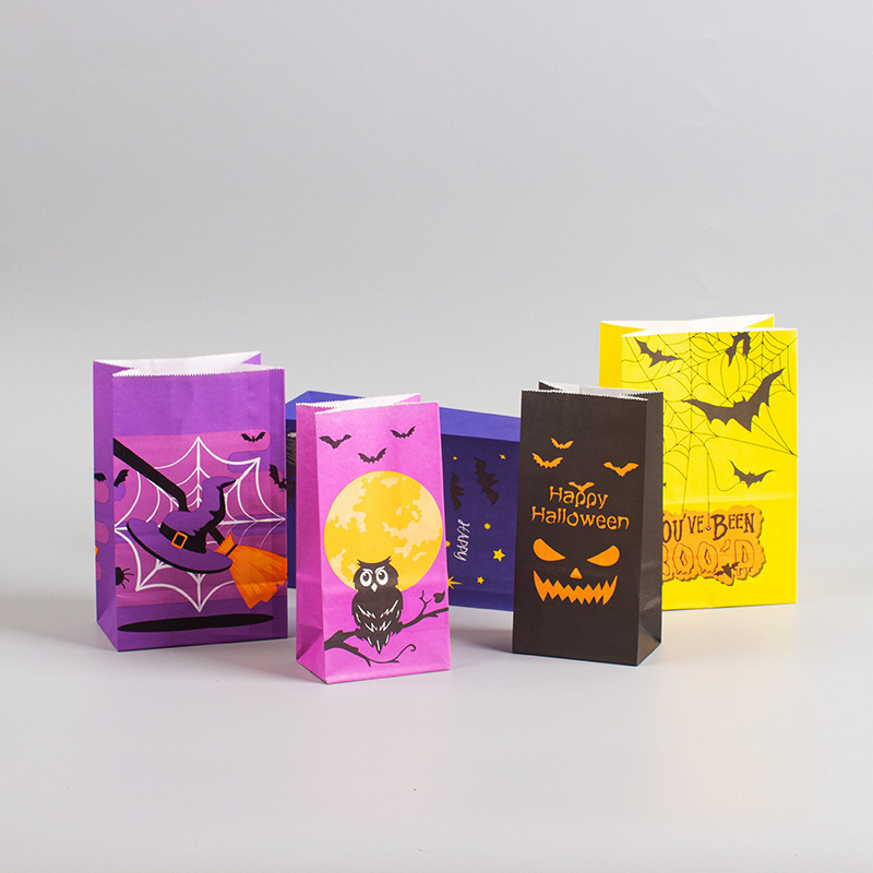 Custom Color Accepted Goodie Halloween Kraft Paper Candy Bags For Kids Luxury Packaging